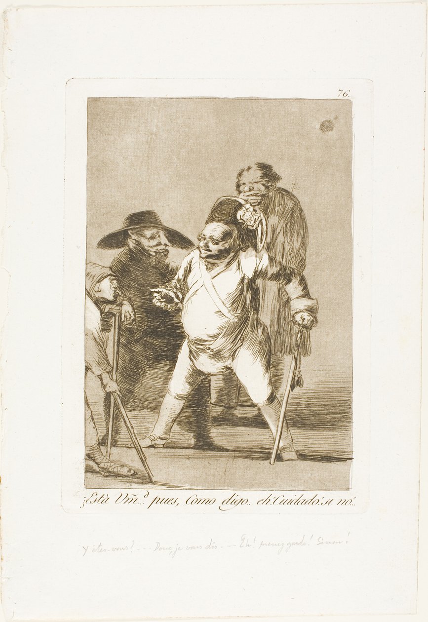 Begrijp je? ... nou, zoals ik zeg... eh! Kijk uit! anders..., plaat 76 uit Los Caprichos door Francisco Jose de Goya y Lucientes
