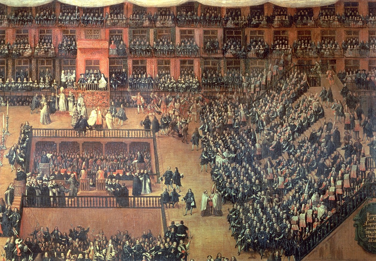 Auto de Fe op de Plaza Mayor, Madrid, 30 juni 1680 (detail) door Francisco Rizi