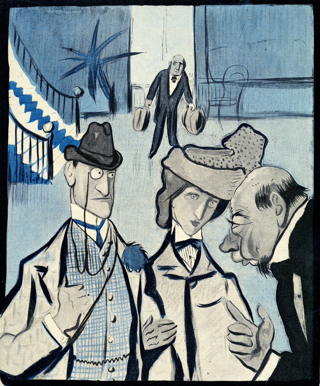 Een Engels stel checkt in bij een Frans hotel, 1903 door Francisco Sancha y Lengo
