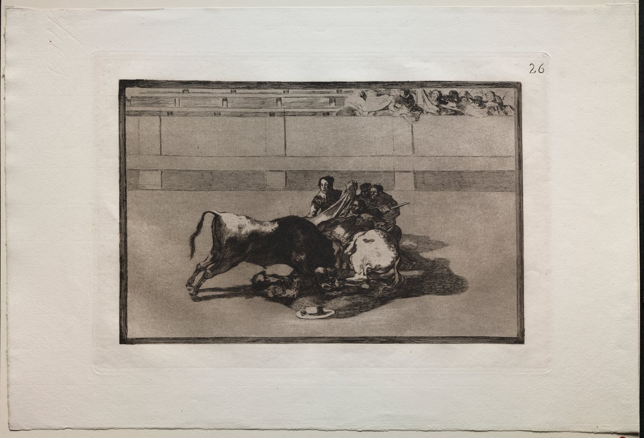 Stierengevechten: Een Picador Wordt van Zijn Paard Gegooid en Valt Onder de Stier door Francisco de Goya