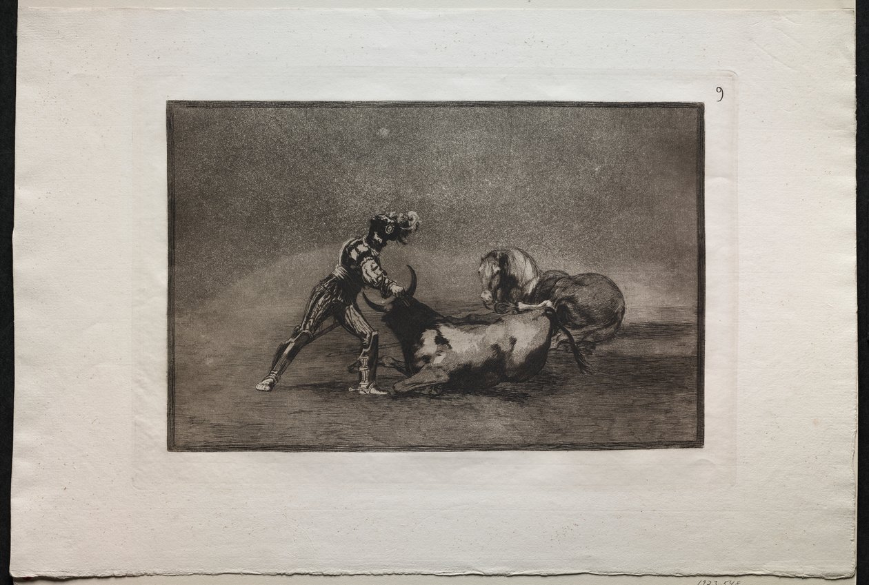 Stierengevechten: Een Spaanse Ridder Doodt de Stier na het Verliezen van Zijn Paard door Francisco de Goya