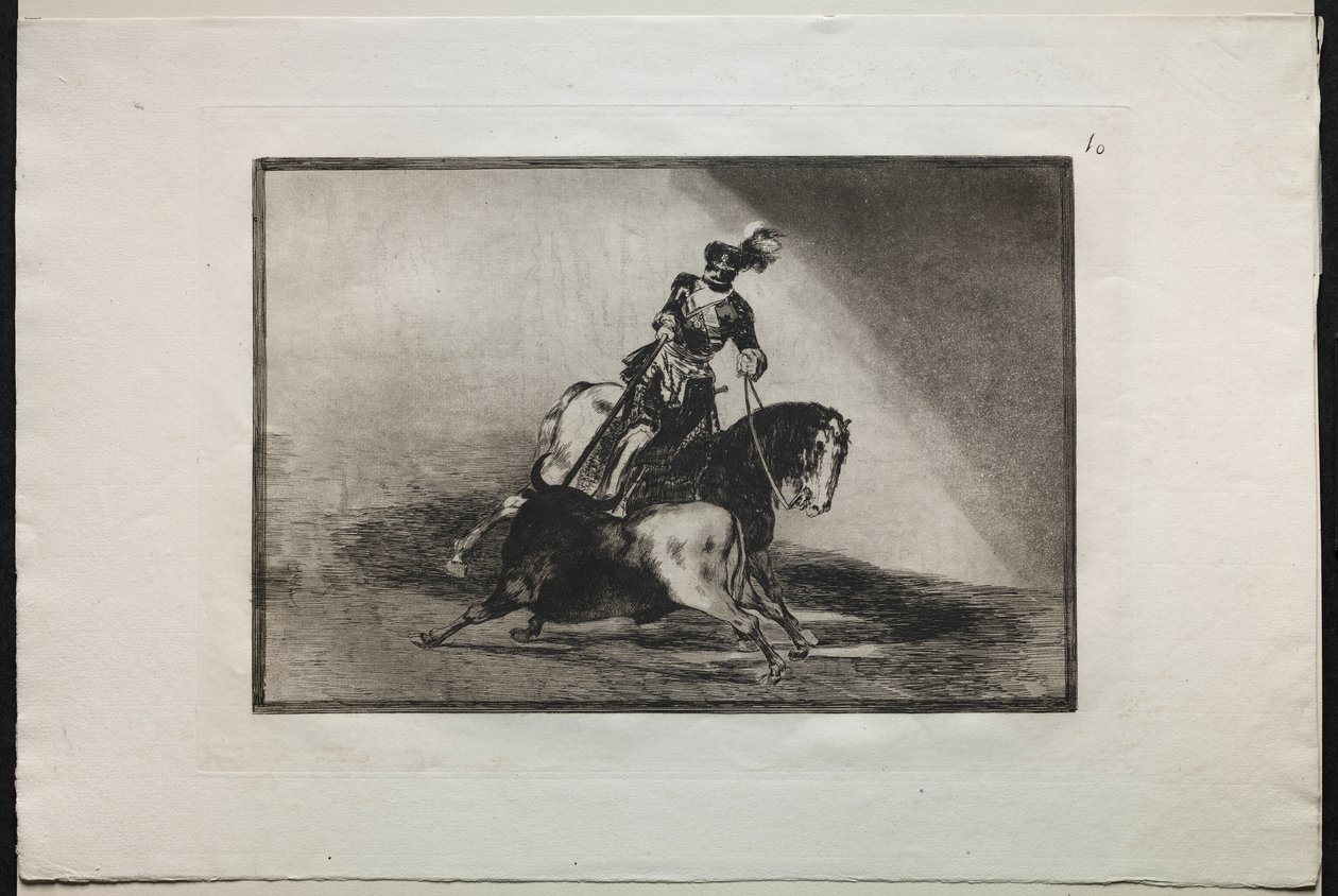 Stierengevechten: Karel V spietst een stier door Francisco de Goya