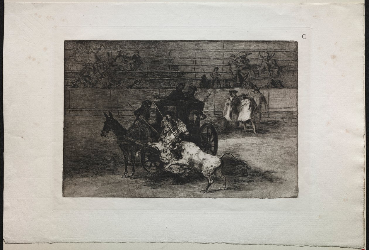 Stierengevechten: Gevecht in een Koets Getrokken door Twee Muilezels, 1876 door Francisco de Goya
