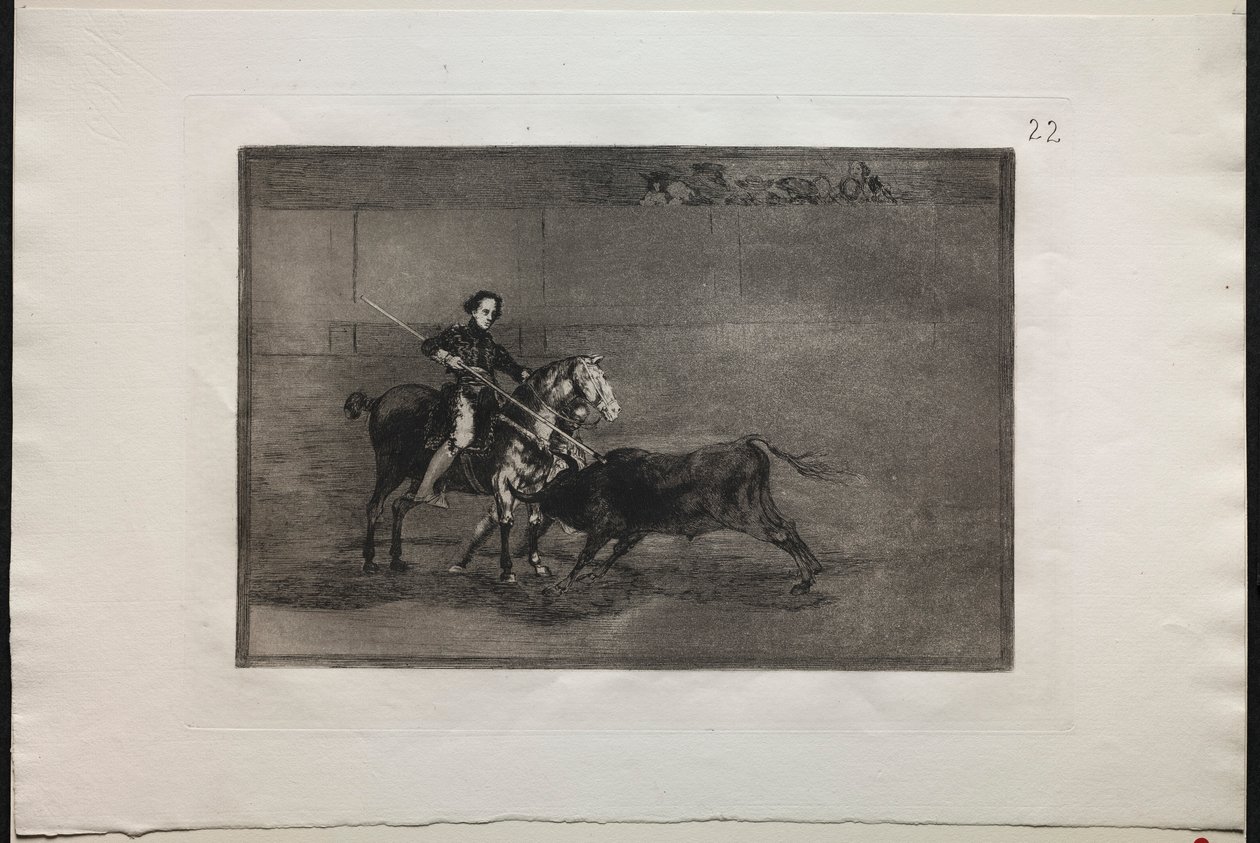 Stierengevechten: Manlijke Moed van de Beroemde Pajuelera in de Ring van Saragosa, 1876 door Francisco de Goya