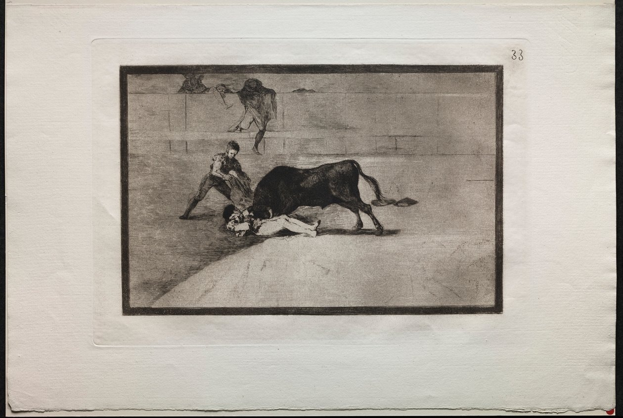 Stierengevechten: De ongelukkige dood van Pepe Illo, in de arena van Madrid, 1876 door Francisco de Goya