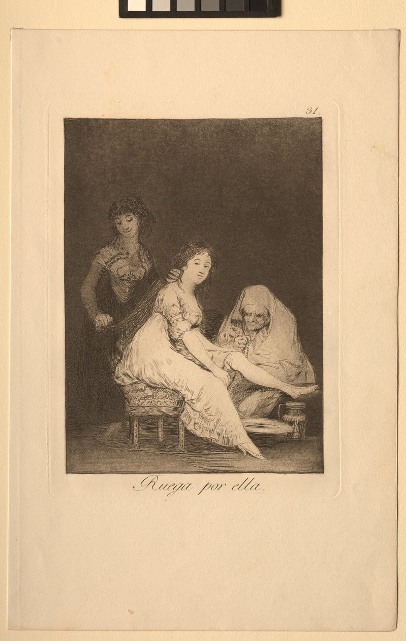 Caprichos: Ze bidt voor haar door Francisco de Goya