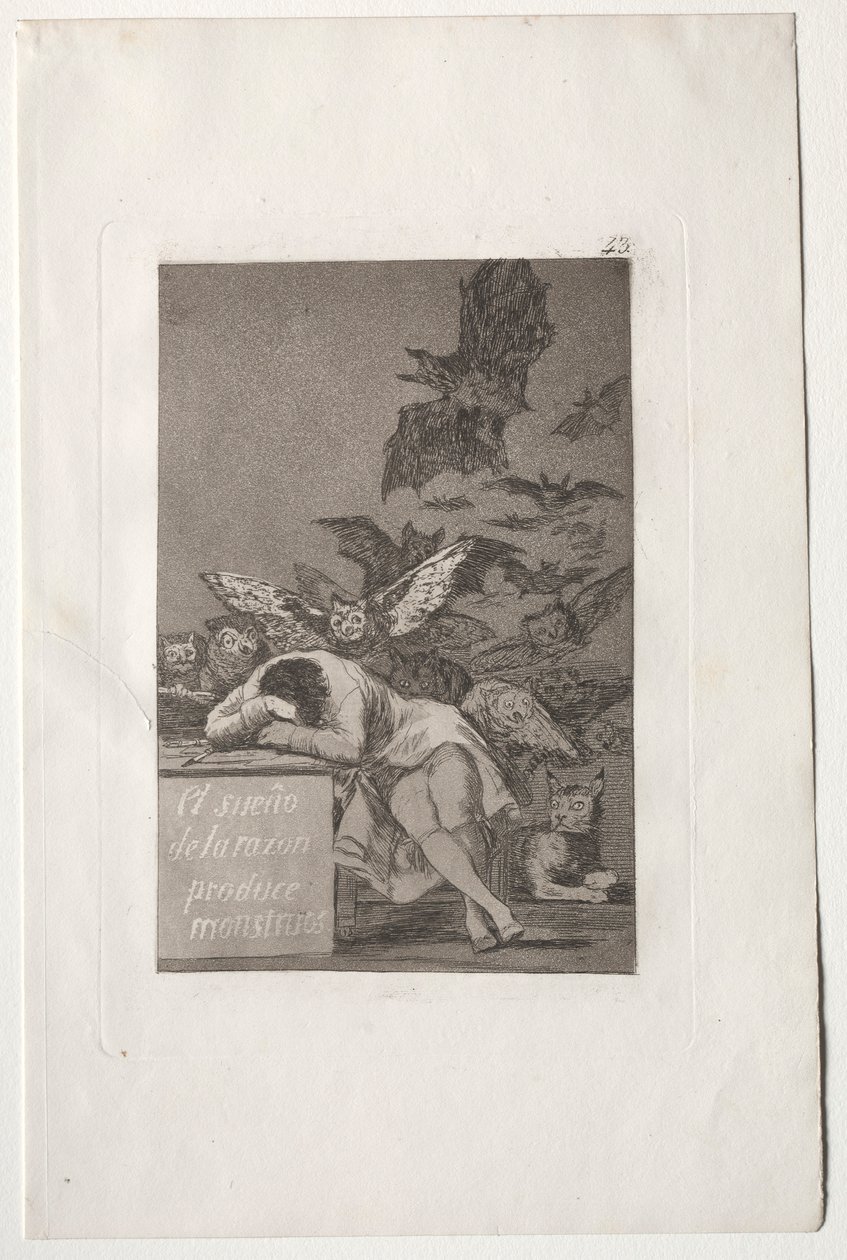 Caprichos: De slaap van de rede brengt monsters voort door Francisco de Goya