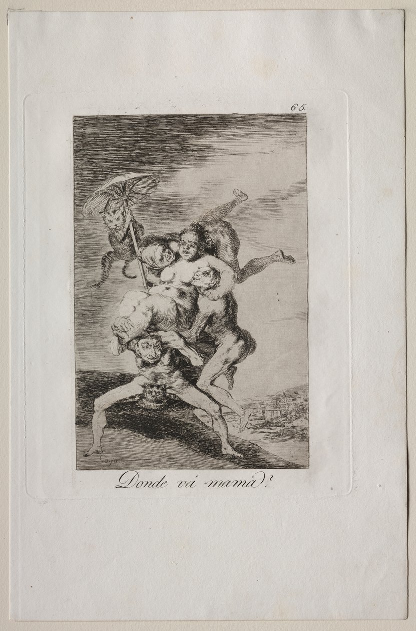 Caprichos: Waar gaat moeder heen? door Francisco de Goya