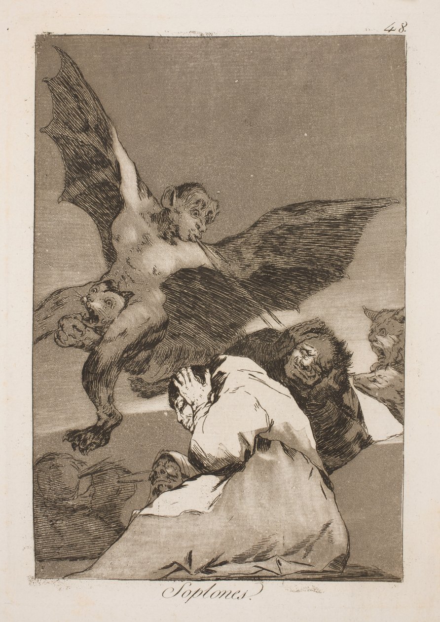Ze blazen hen in de oren door Francisco de Goya