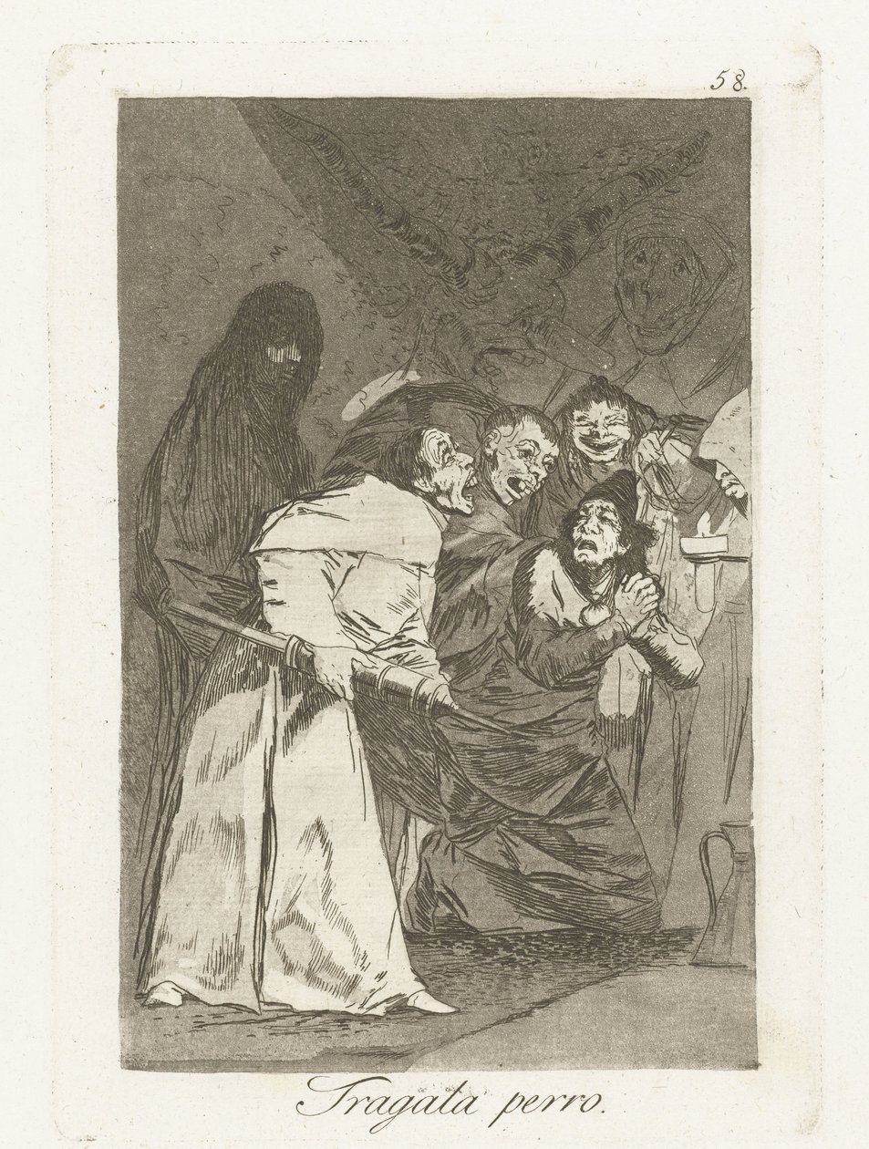 Doorslikken, hond door Francisco de Goya