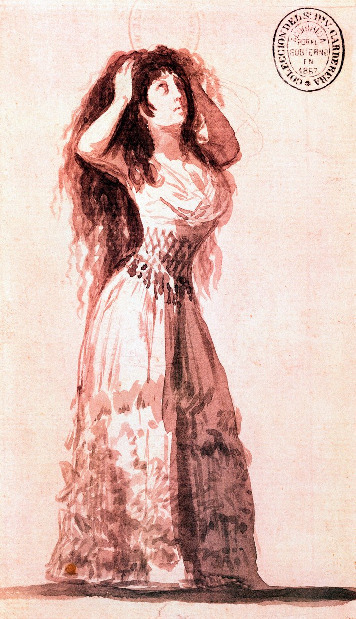 Hertogin Alba die haar haar in orde brengt. Tekening door Francisco de Goya y Lucientes (1796) door Francisco de Goya