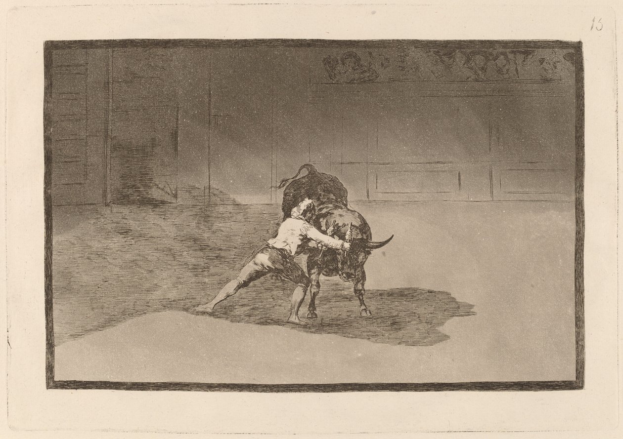 El famoso Martincho poniendo banderillas al quiebro door Francisco de Goya