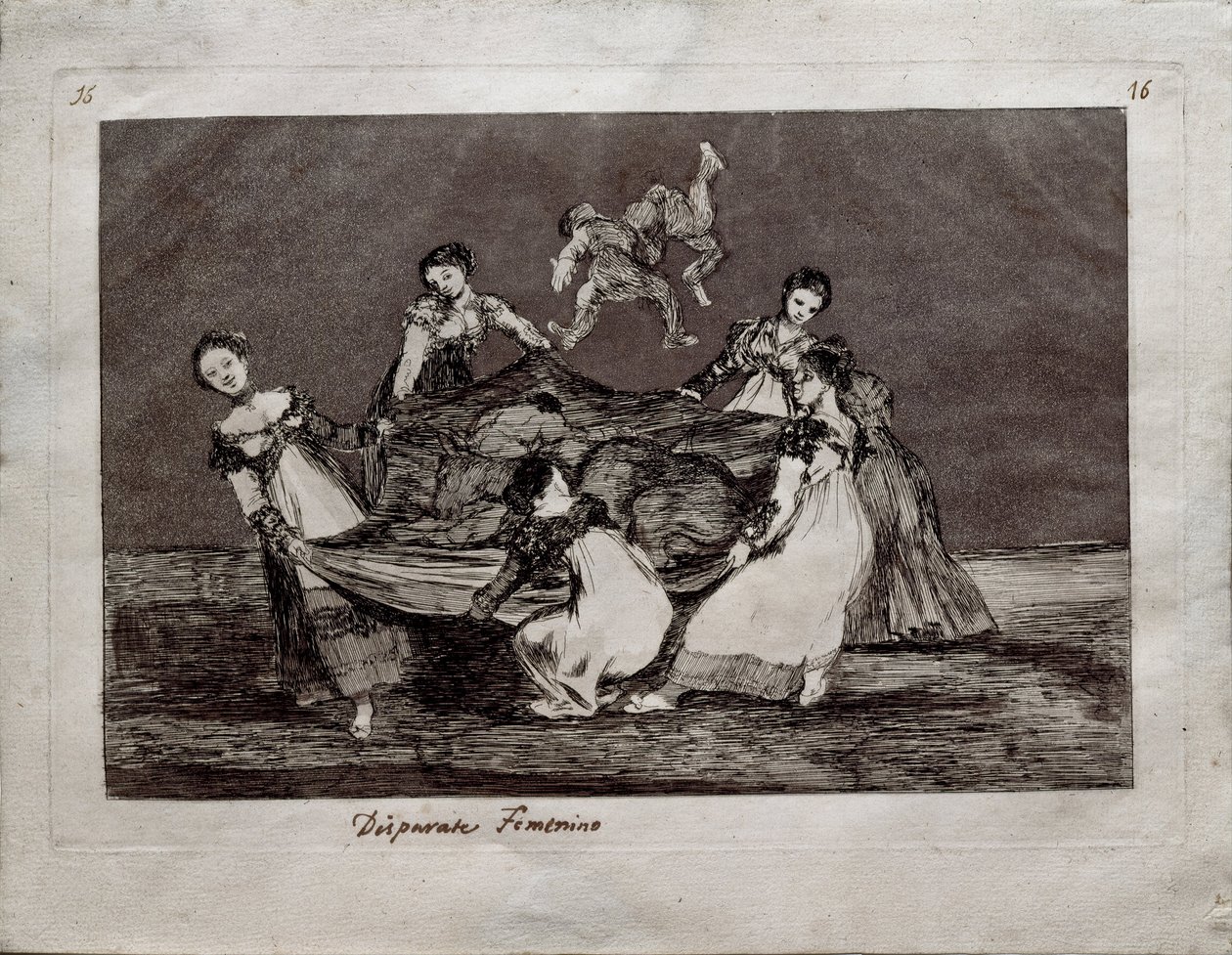 Vrouwelijke dwaasheid uit de serie Los Disparates Follies, 1815-1819 door Francisco de Goya