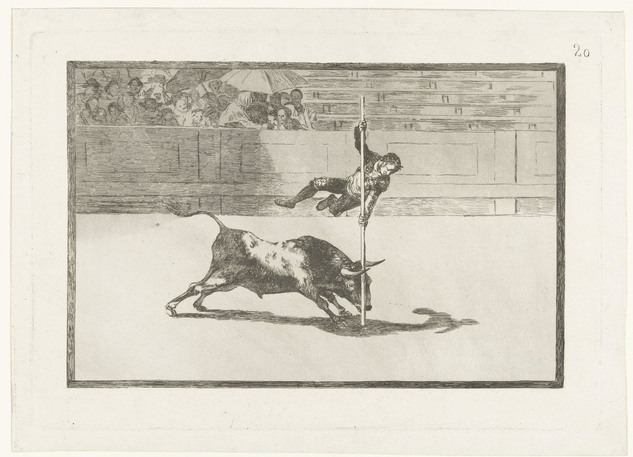 Juanito Apiñani in de arena van Madrid door Francisco de Goya