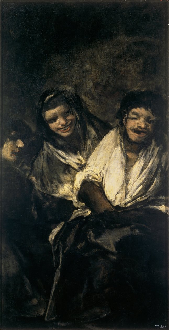 Man bespot door twee vrouwen Vrouwen lachen of De bediening door Francisco de Goya