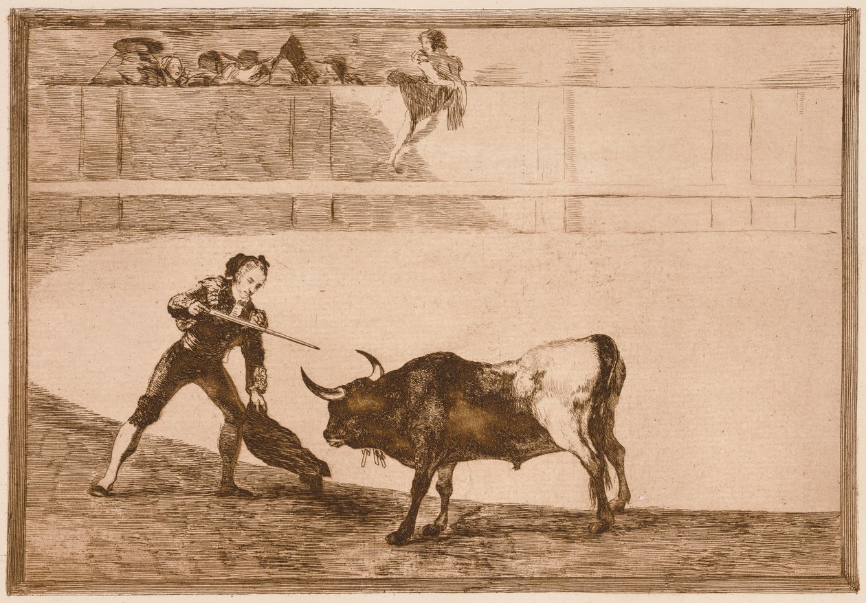Pedro Romero, *Killing the Halted Bull* (Pedro Romero doodt de stilstaande stier), uit de serie *Tauromaquia* door Francisco de Goya