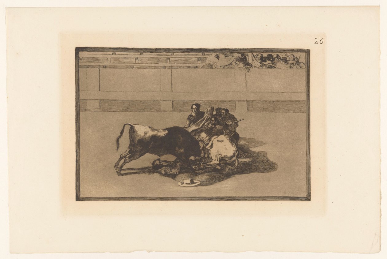 Picador van zijn paard gevallen door Francisco de Goya