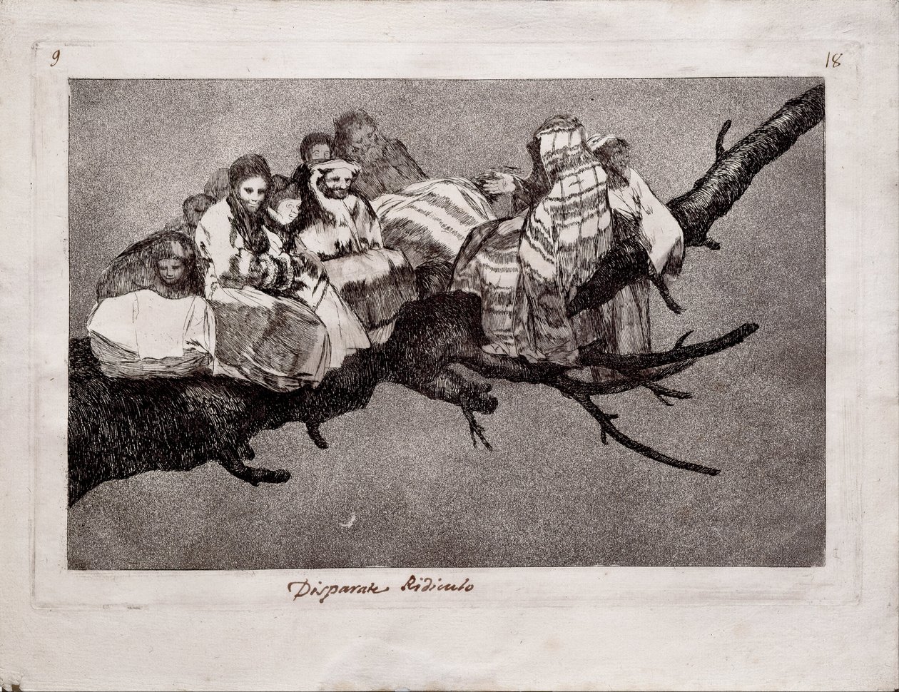 Belachelijke Dwaasheid uit de serie Los Disparates, 1815-1819 door Francisco de Goya