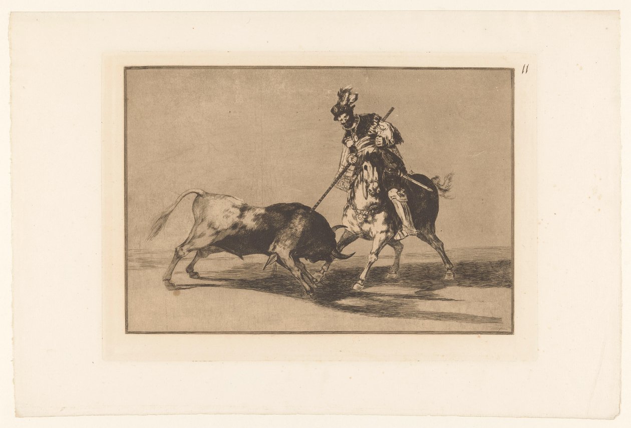 Rodrigo Díaz de Vivar verwondt een stier door Francisco de Goya