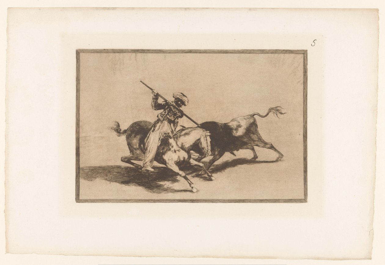 Stierenjacht te paard door Francisco de Goya