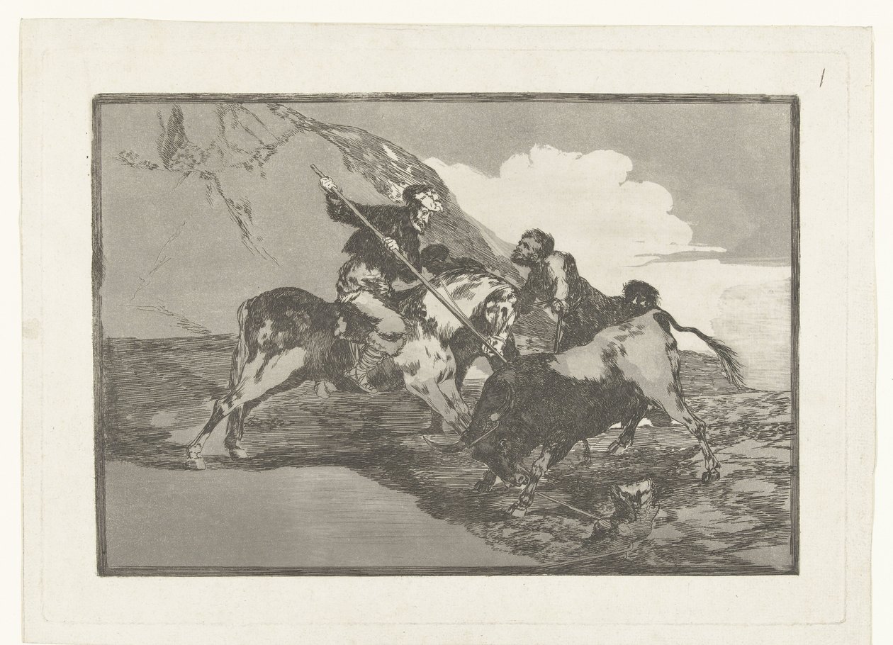 Stierenjacht te paard door Francisco de Goya