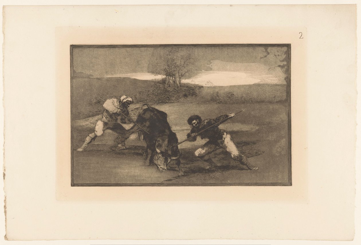 Stierenjacht te voet door Francisco de Goya