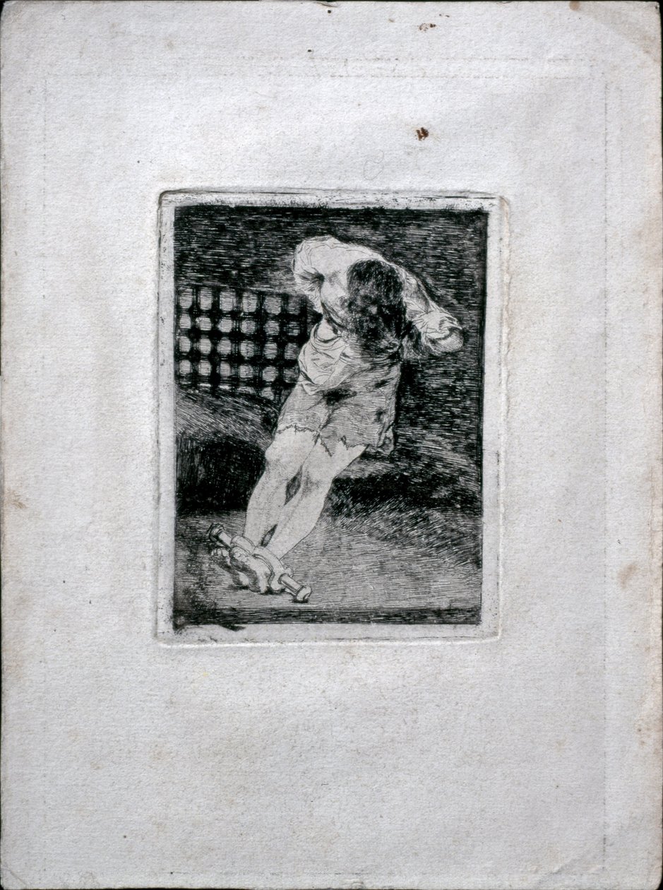 De bewaring van een crimineel vereist geen marteling, ca. 1810 door Francisco de Goya