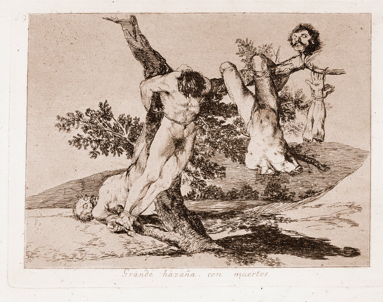 De rampen van de oorlog: Grote prestatie met de doden! (gravure) door Francisco de Goya