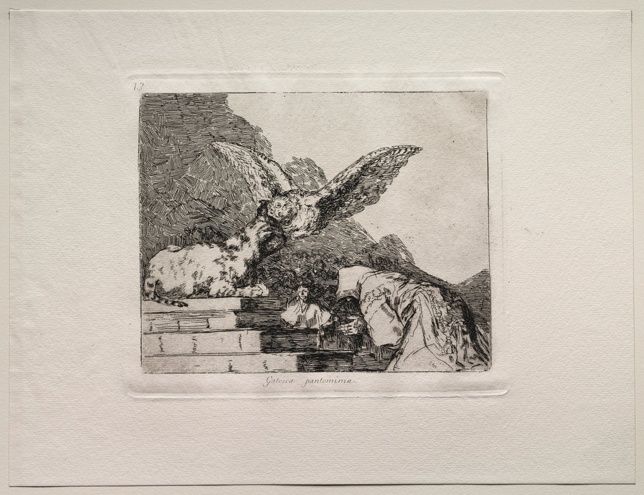 De Verschikkingen van de Oorlog: Feline Pantomime door Francisco de Goya