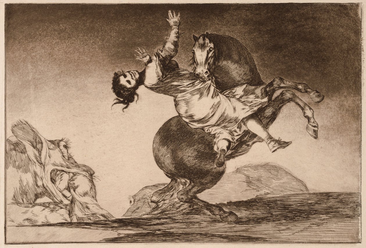 De paardenrover, uit de serie Los Disparates door Francisco de Goya