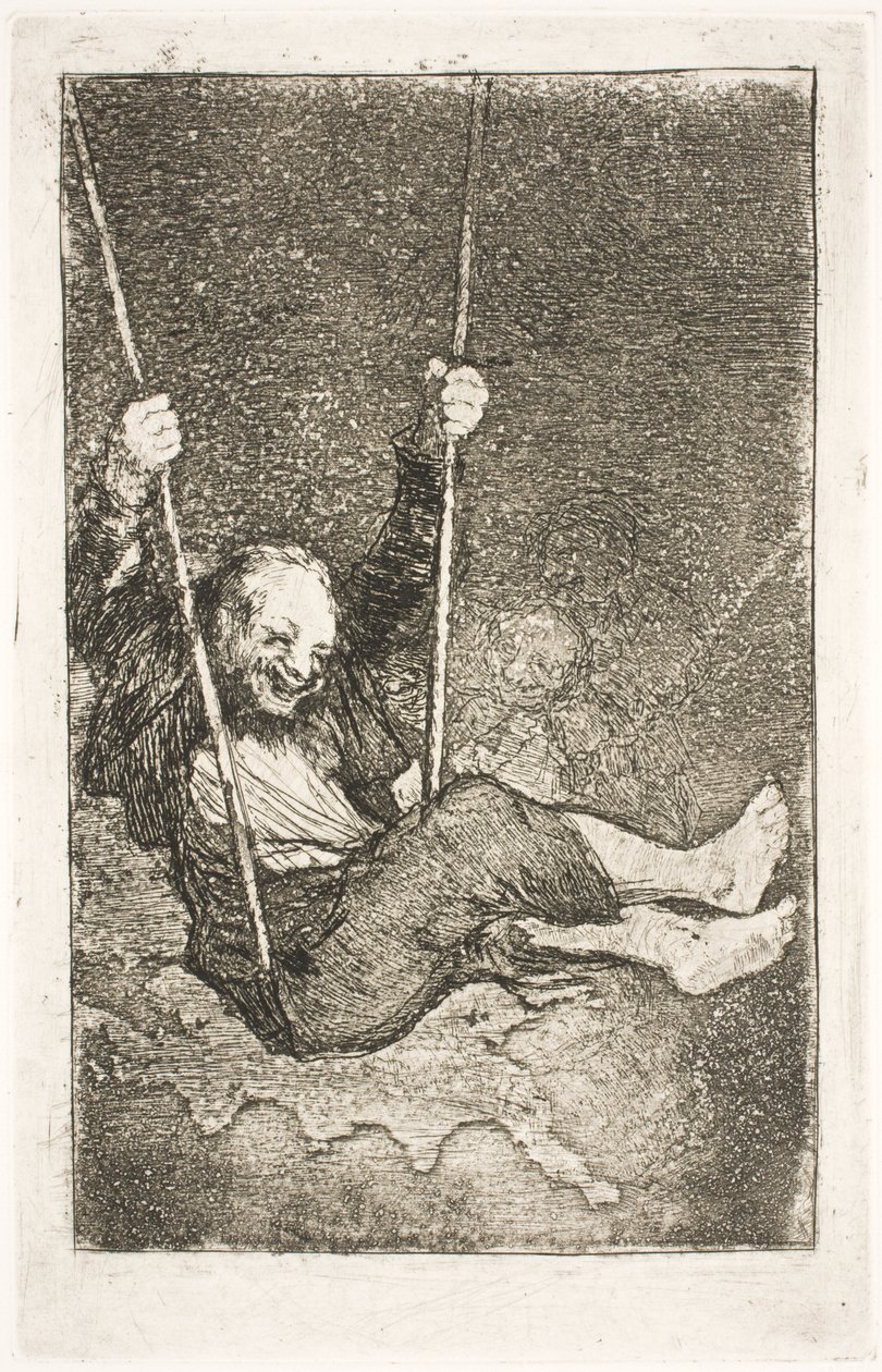 Tovenaar op een schommel door Francisco de Goya