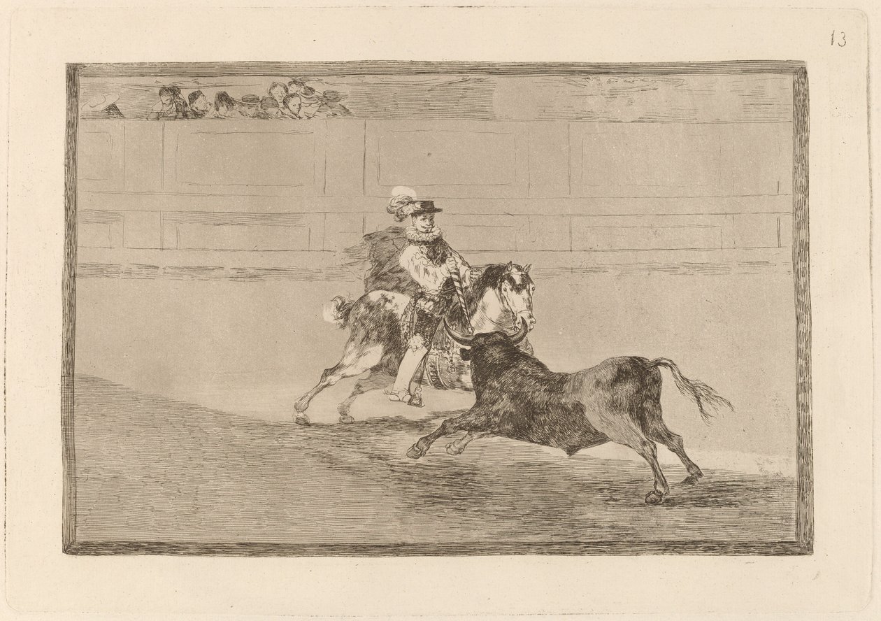 Een Spaanse Ridder in de Arena die Korte Speren Breekt zonder Hulp van Assistenten door Francisco de Goya