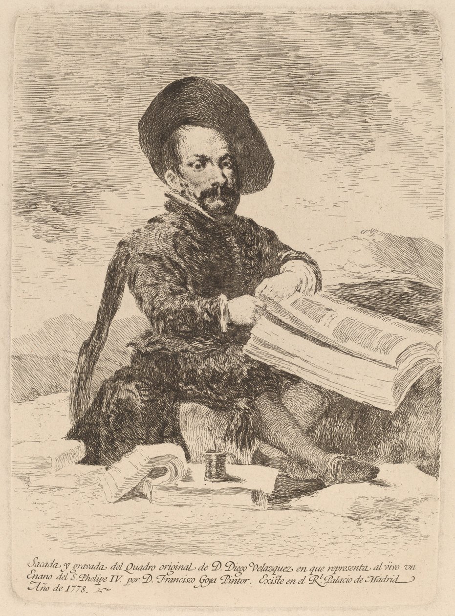Een dwerg door Francisco de Goya after Diego Velázquez