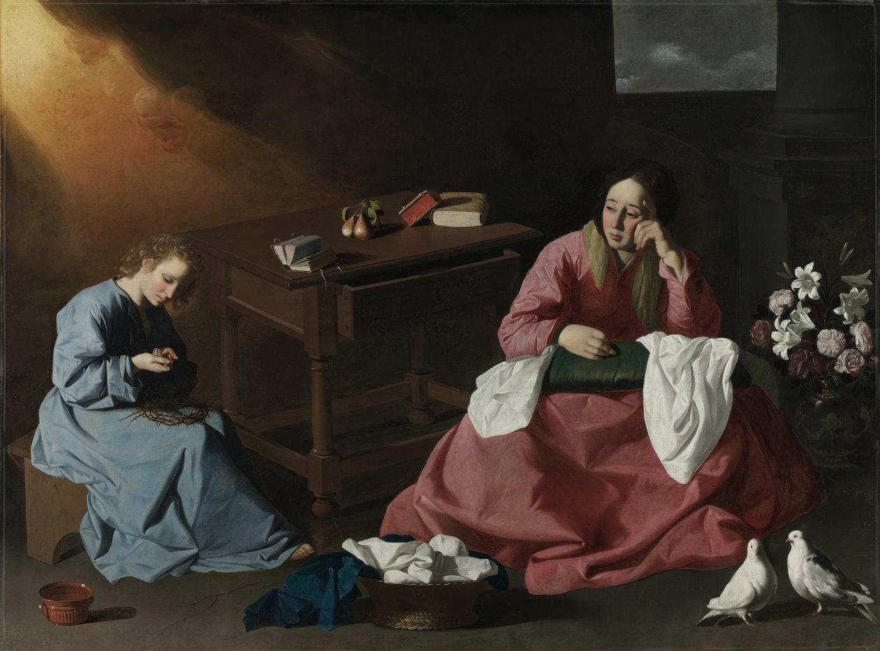 Christus en de Maagd in het huis in Nazareth, c.1640 door Francisco de Zurbaran