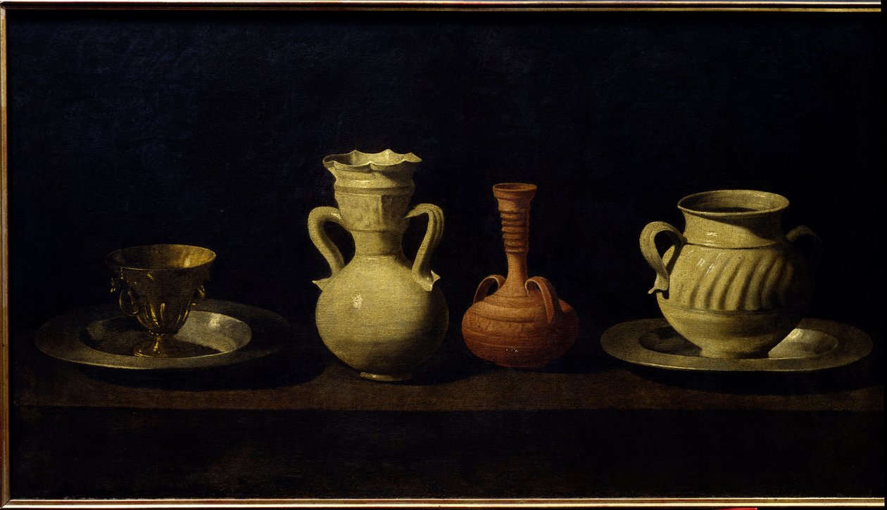Stilleven, bekers en vazen door Francisco de Zurbaran