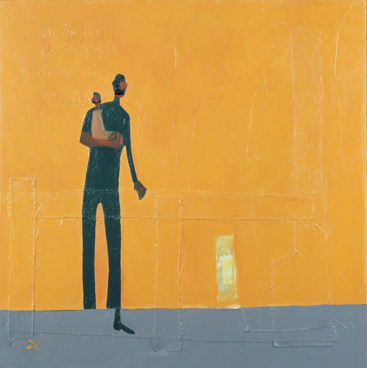 Vader en kind (gemengde techniek op doek) door Francks Deceus