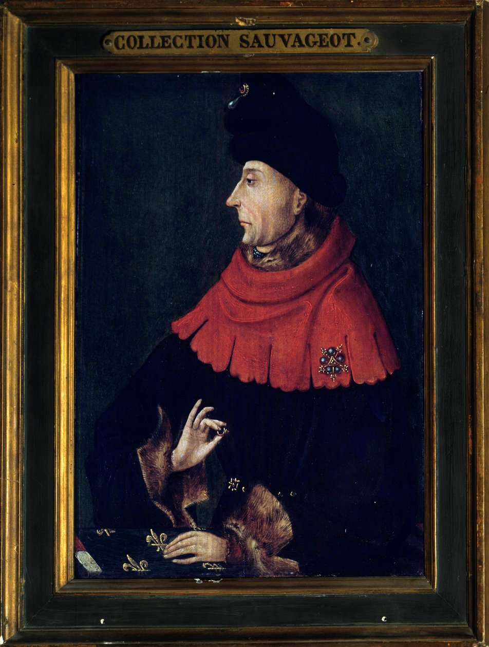 Portret van Jan zonder Vrees, Hertog van Bourgondië (1371-1419) Schilderij van de Bourgondische school. Begin 15e eeuw door Franco Burgundian