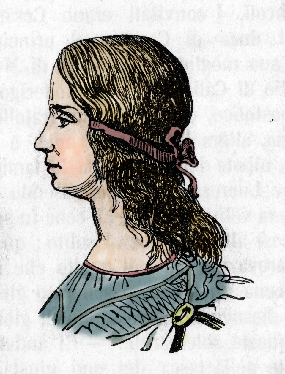 Portret van Lucrece Borgia (Lucrezia) (1480-1519) Gravure uit 
