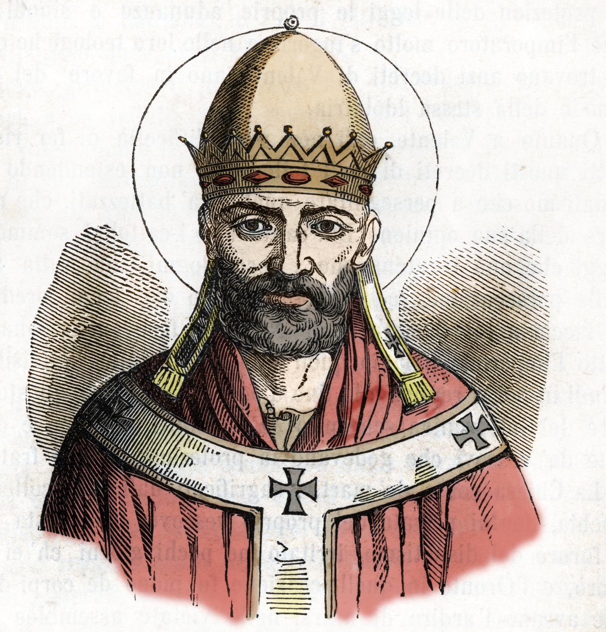 Portret van Paus Damasus I (305-384) Tekening uit 