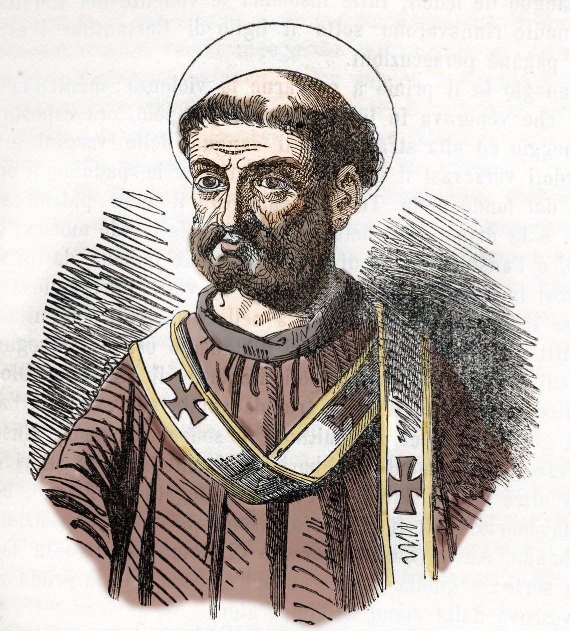 Portret van paus Libere (Liberius) (352-366) Gravure uit 