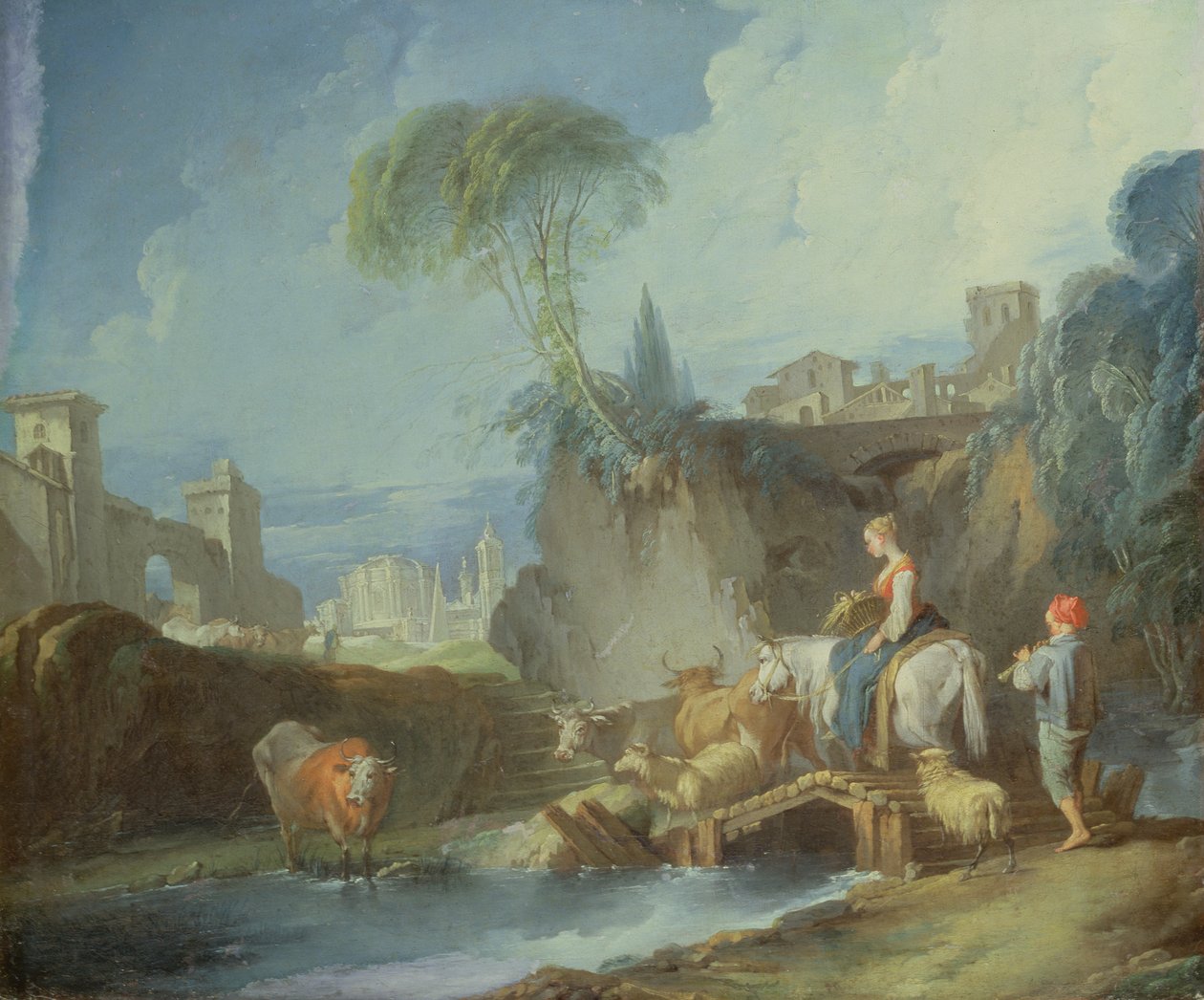 De brug oversteken, late jaren 1730s door François Boucher