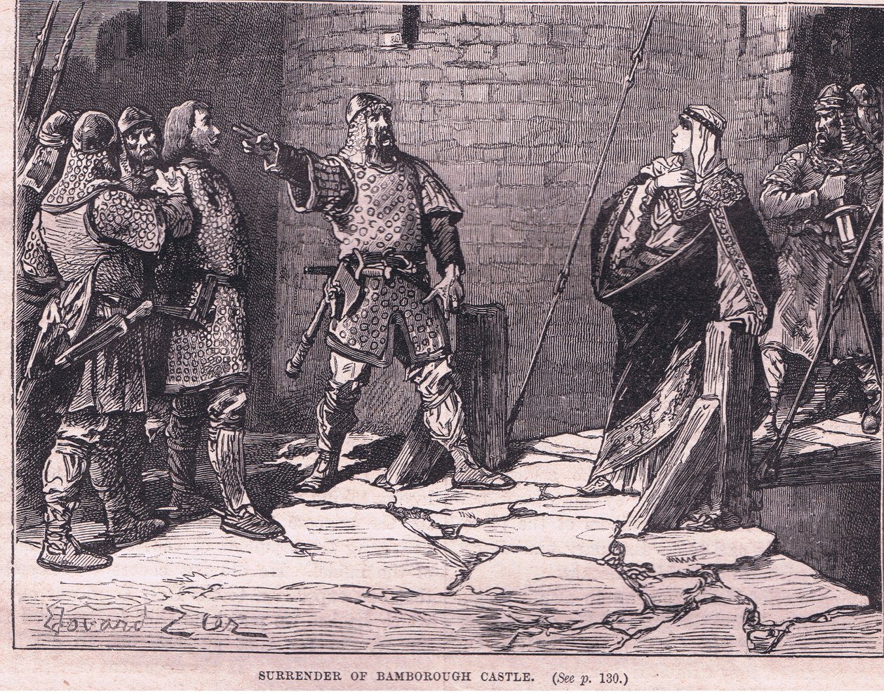 Overgave van Bamborough Castle AD 1095 door Francois Edouard Zier