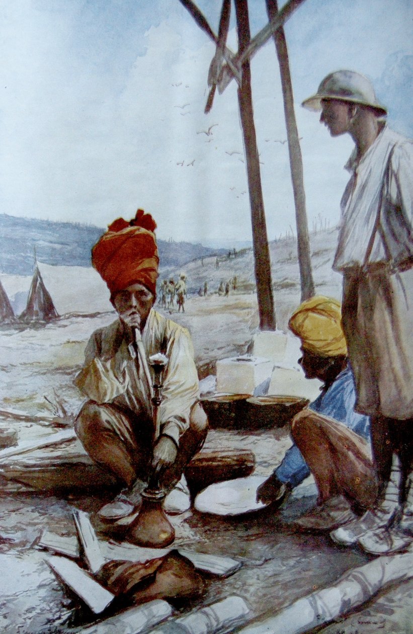 Indiase Cavaleristen in Rust, 1917 door Francois Flameng