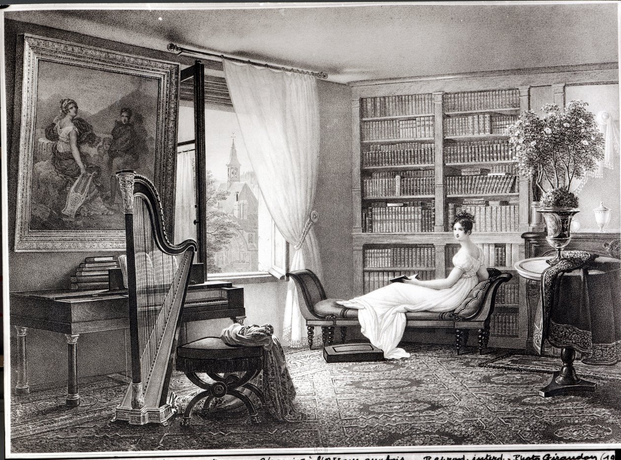 Madame Recamier in de Abbaye-aux-Bois, 1810-44 door Francois Louis Dejuinne