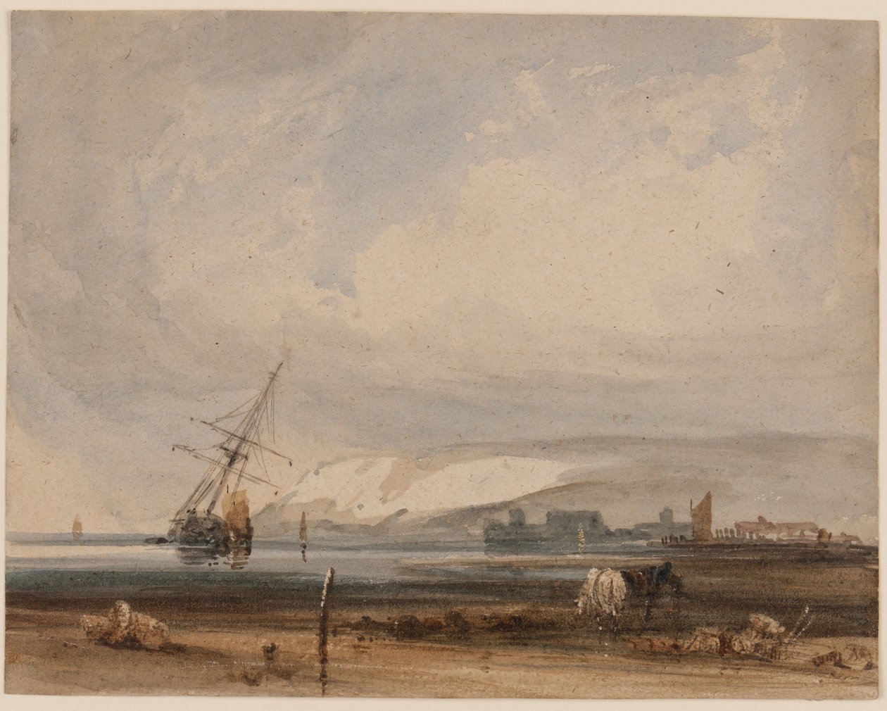 Uitzicht langs de kust door Francois Louis Thomas circle of Francia