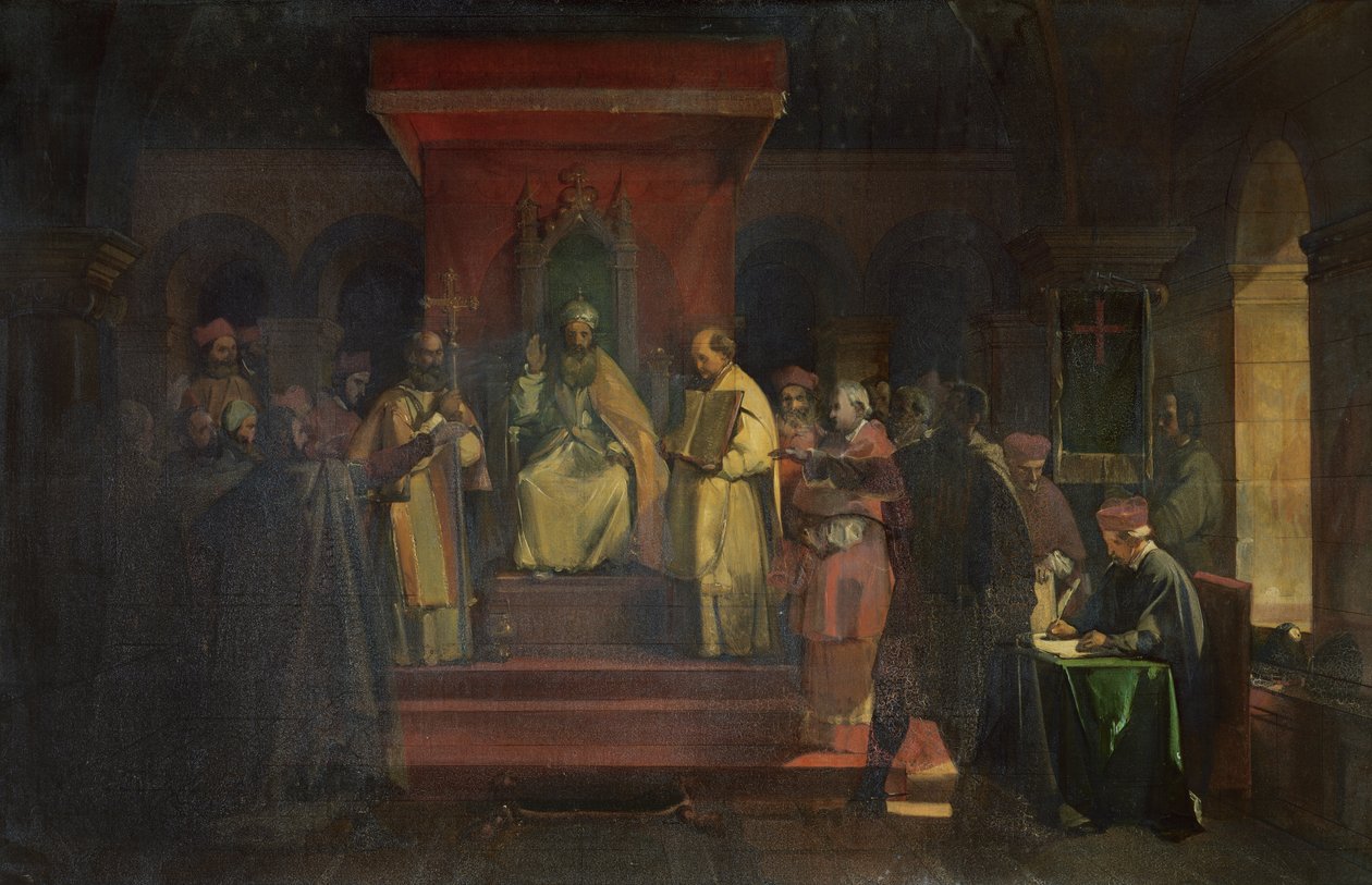 Oprichting van de Orde van de Tempeliers in 1128, 1840 door Francois Marius Granet
