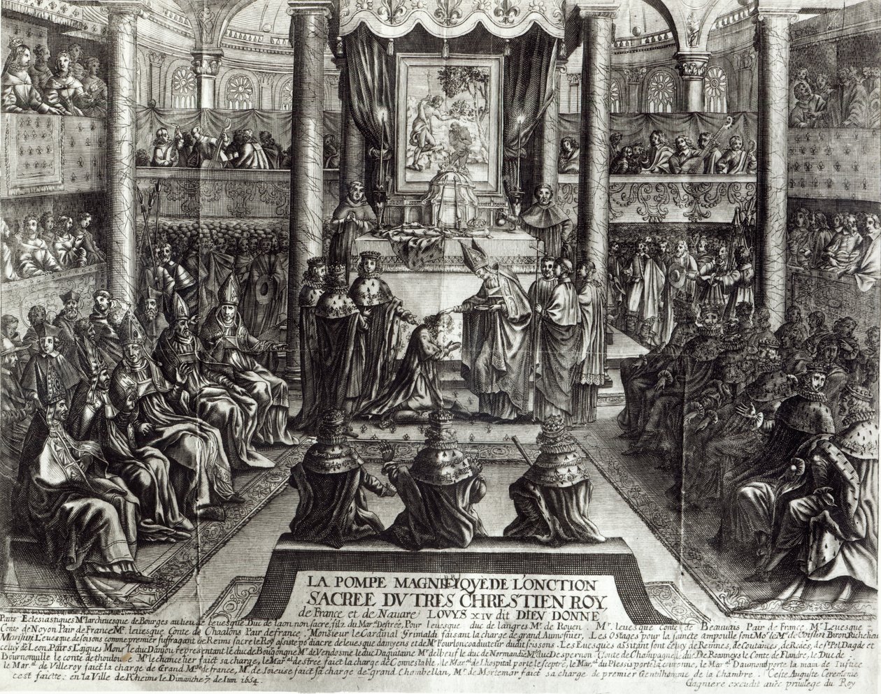 Zalving van Lodewijk XIV in Reims op 7 juni 1654 door Francois Roger de Gaignieres