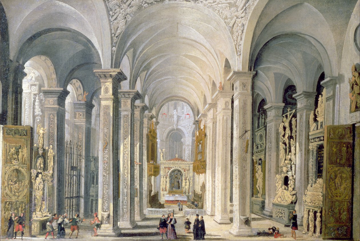 Interieur van een kerk door Francois de Nome