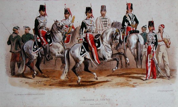 Franse Cavaleristen ten tijde van het Tweede Keizerrijk door Francois Hippolyte (after) Lalaisse