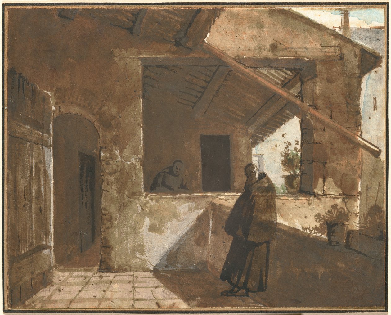 Een Romeinse kloostergang door Francois-Marius Granet